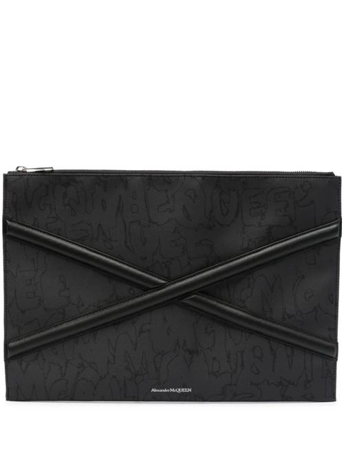 Alexander McQueen clutch in nylon and leather. Alexander McQueen | 7263151AAQ01000